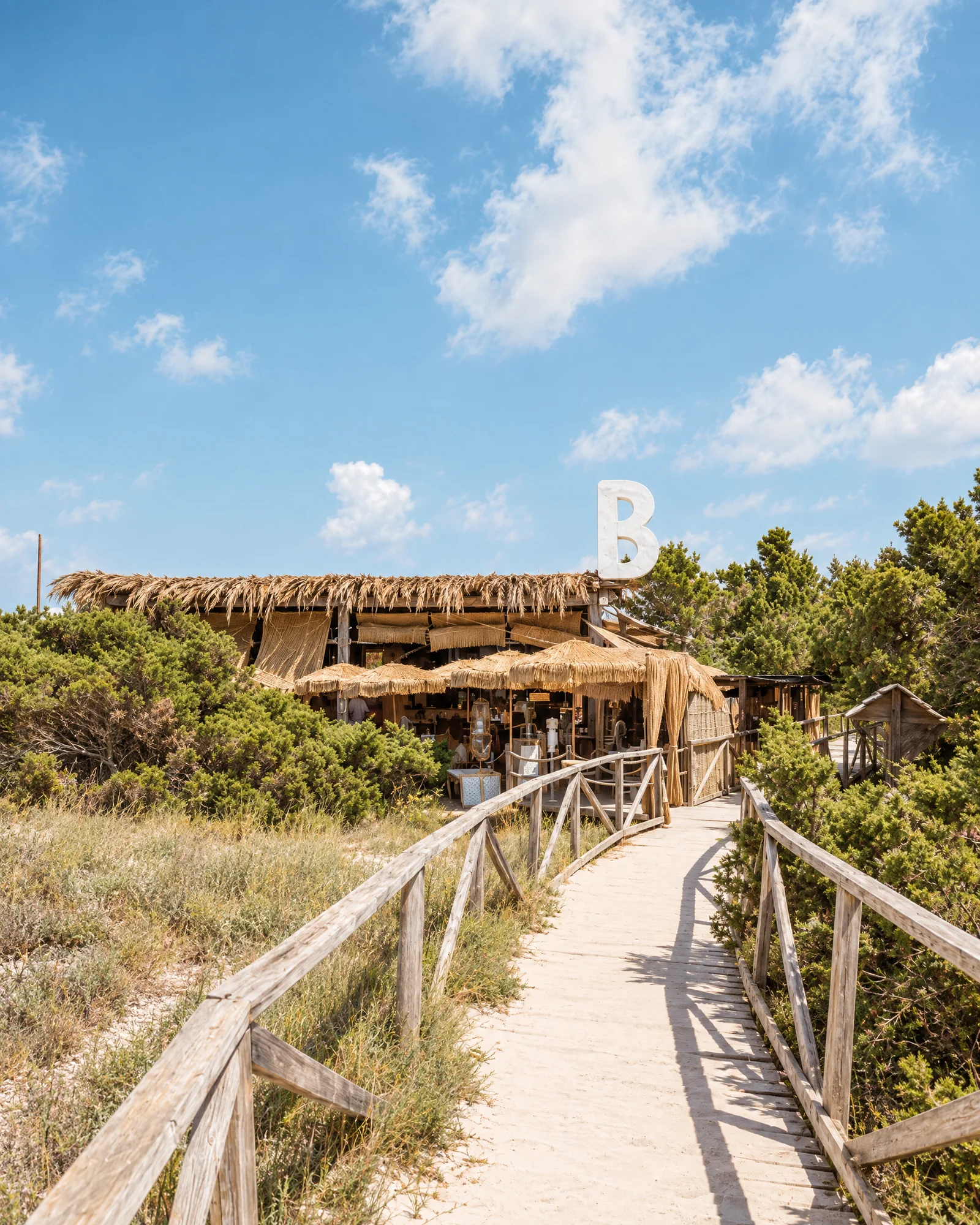 The sandy walkway leading to Beso Beach Formentera