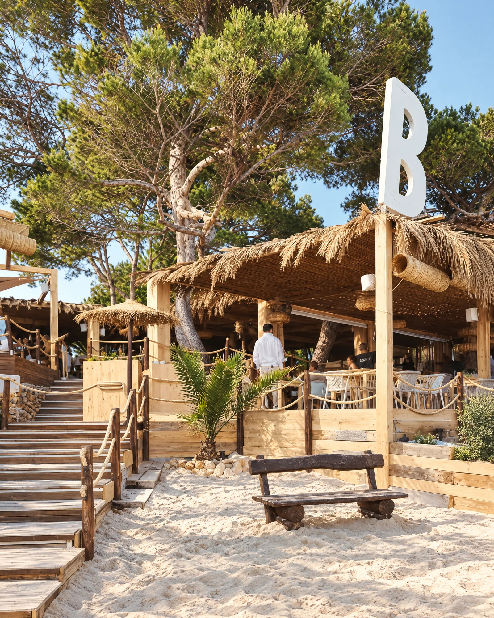 The beachside entrance to Beso Beach Ibiza